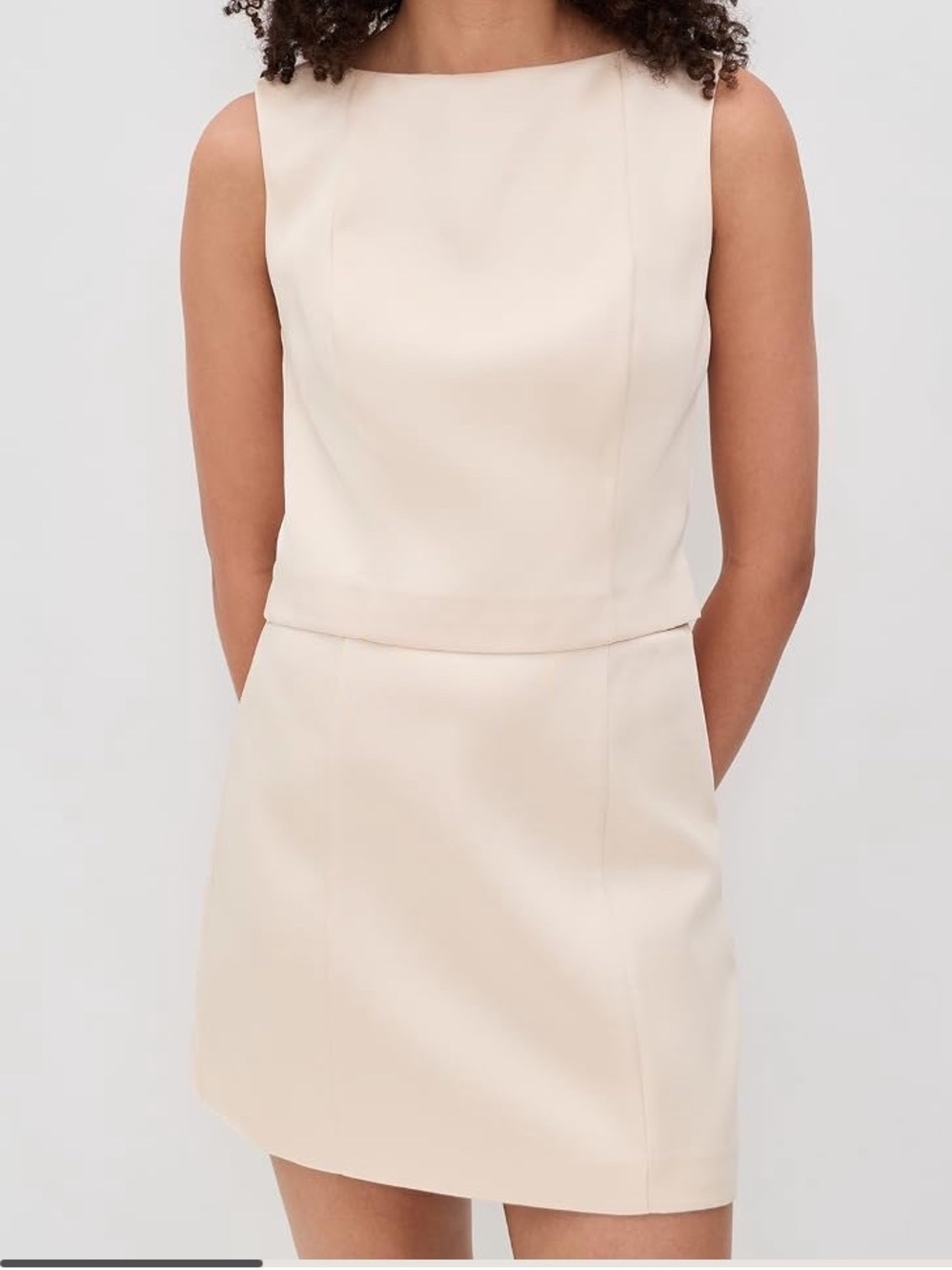 Reformation Grace Set Cream silk Sleeveless Mini set in almond milk NWT